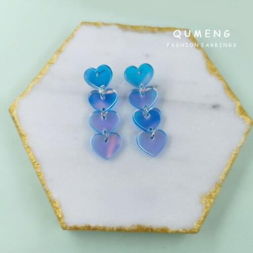 Original Design Transparent Symphony Mirror Geometry Love Heart Tassel Acrylic Earrings Elegant Temperament Jewelry Female Gift