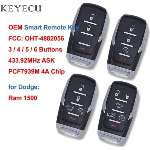 Keyecu OEM Board Smart Remote Key Fob 433.92MHz ASK PCF7939M / HITAG AES / 4A Chip for Dodge Ram 1500 2019 2020 OHT-4882056