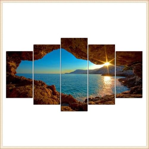 Posters Wall Art Home Decor for Living Room Painting Wall Art Anime Poster HD 5 Pieces Scenic Snow-capped and Lakes Pictures