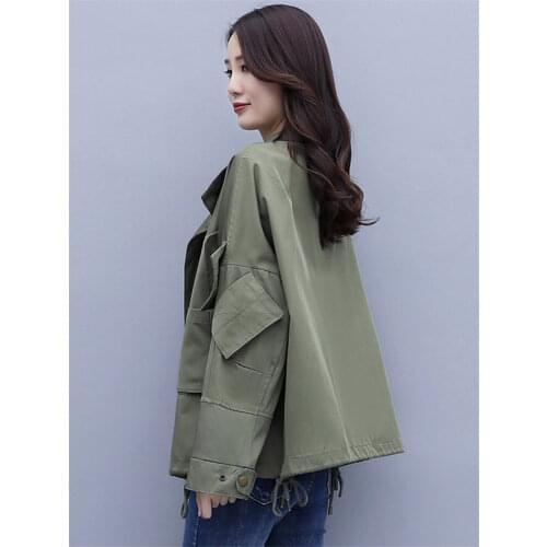 Workwear Jacket For Women 2020 Autumn New Korean Style Loose Large Size Womens Casual Fashion Short Coat Lady Windbreaker k1037