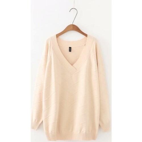 Plus size autumn V-Neck women pullovers sweater 2019 geometric Knitted ladies sweater female womens sweaters