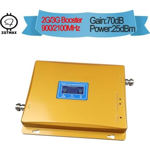 ZQTMAX 2G 3G repeater WCDMA UMTS 2100 cellular signal amplifier GSM 900 Mhz mobile signal booster Dual Band B1 B3