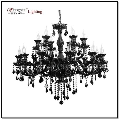 Luxury Large Black Glass Chandelier Lighting Premium Quality Crystal Lustres Lamp for Pendant With 18 Arms MD1003