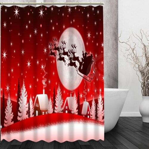 Merry Christmas Shower Curtain New High Quality Custom Bath curtain Waterproof Modern polyester Bath screens for gift