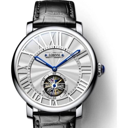 Luxury Brand LOBINNI Watch Men Mechanical Mens Watches Sapphire 50 M Waterproof relogio Skeleton Genuine Leather Clock L16016-1