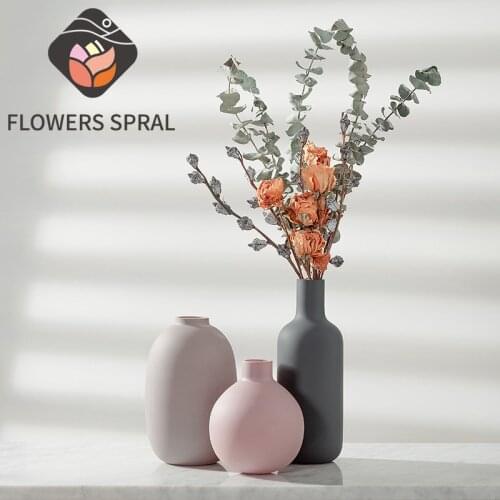 Modern Decorative Vase Morandi Stained Glass Ceramic Vase Decoration Living Room Home Floral Arrangement Dried Flower Decoration