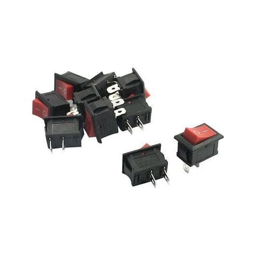 Free shipping!SPDT 2-Pin 2Position Red Boat Rocker Switches AC 250V 6A 125V 10A 10 Pcs