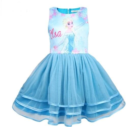 Jargazol Girls Party Dress Elegant Summer Sleeveless Princess Elsa Dress Little Girl Clothing Toddler Costume Birthday Clothes