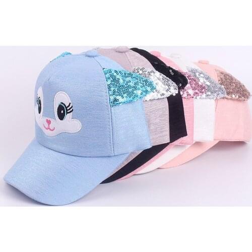 Spring Child Cartoon Baseball Cap 2 to 8 Years old Sequin Ears Summer Hip Hop kids Korean Hats Boys Girls Caps Snapback Hat