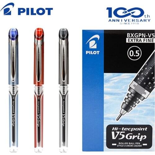 Japan PILOT BXGPN-V5 0.5mm Straight Liquid Quick-drying Rollerball Pen Office Learning Gel Pen Red, Blue and Black 12pcs