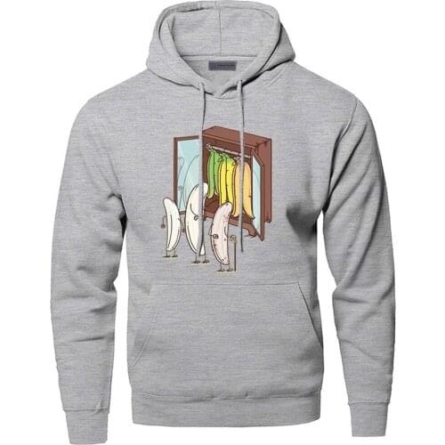 Funny Banana Fruit Wardrobe Pullover Hoodies Top Men Street Outdoor Hoodie Warm Fitted Daily Casual Cute Streetwear