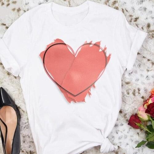 Women Cartoon Love Watercolor Ladies Short Sleeve Summer Sweet Tshirts Fashion Clothes Stylish T Top Lady Print Tee T-Shirt