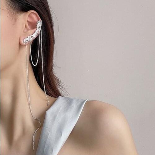 VSnow Unique Design Irregular Geometrical Dangle Earring for Women Girls Long Tassel Silver Color Metal Chain Earring Jewellery
