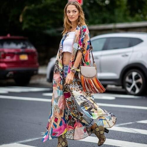 Women Swimsuit Cover Up Sleeve Kaftan Beach Tunic Dress Robe De Plage Bohemia Pareo High Collar Beachwear