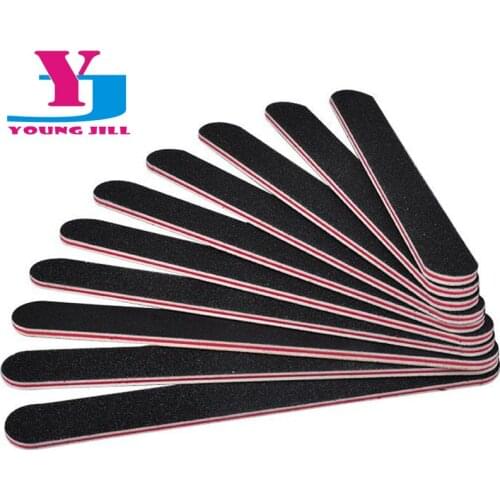 10Pcs/Lot Buffing File 100/180 Grit Nail Files Professional Black Straight Salon Glitter File UV Gel Tips Art Tool Supplier