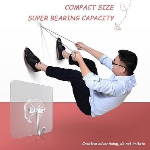 10 Pcs Hooks Transparent Strong Self Adhesive Door Wall Hangers Hooks Suction Heavy Load Rack Cup Sucker for Kitchen Bathroom