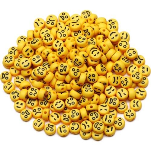 100-500pcs Mix Yellow Round Mood Acrylic Spacer Beads 4x7mm Loose Beads For DIY Jewelry Making Clothes Sewing Accessories