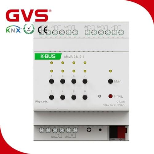 2020 GVS Factory KNX/EIB K-bus Smart Home Automation System 8-Fold Multi-function Actuator 6A Switch/Shutter/Fan Coil Actuator