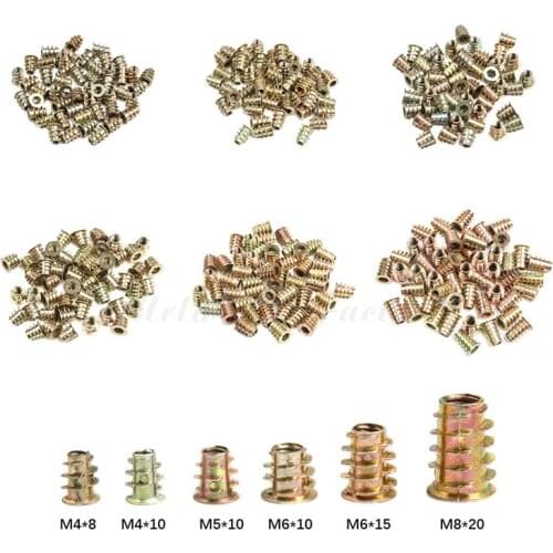 50Pcs Zinc Alloy Thread For Wood Insert Nut M4 M5 M6 M8 Flanged Hex Drive Head Furniture Nuts Kit Bolts and Nuts