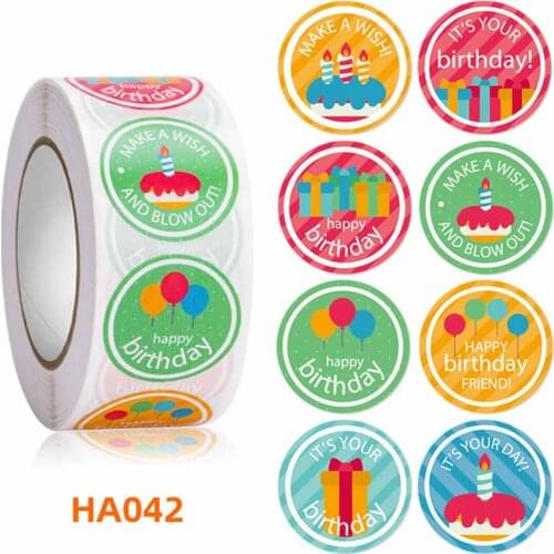 500pcs 3 designs Happy birthday stickers for Party gift package sealing labels Kids classic toys Stationery Scrapbook decor