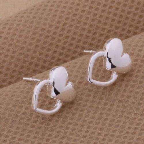 AE285 Trendy wholesale r earrings , r fashion jewelry , brilliant double hearts /blqakcxa bmdakdkar plated