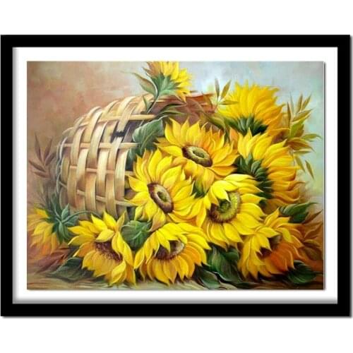 Diamond Embroidery Sunflower Full Round Diy Diamond Painting Embroidered with Rhinestones Flower Series Home Decoration