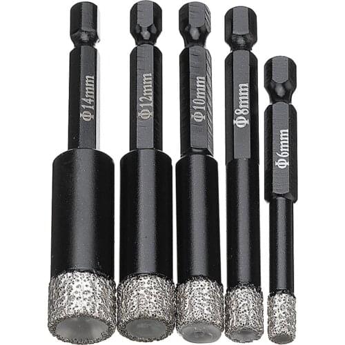 1PCS 6/8/10/12/14mm Diamond Dry Drill Bits Hole Saw Cutter Hex Drill Bit Set Drilling Pilot Holes For Marble Ceramic Tile