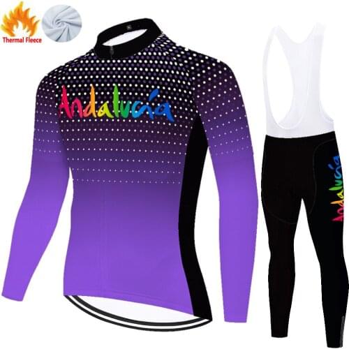 Andalucia Winter Thermal Fleece 2021 Masculino Mallots Kit Cyclisme Maillot Hombre Completo Ciclismo Estivo Conjunto Ciclismo
