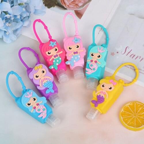 Antibacterial Mermaid Party Bath Baby Shower Mermaid Silicone Hand Sanitizer Bottle Holder Birthday Party Decorations Favors