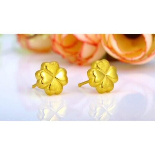 August New 24K Yellow Gold Stud Earrings 9mm 1.8g