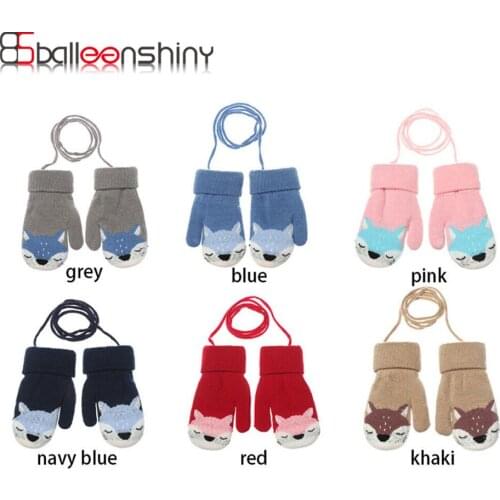 Balleenshiny Toddlers Kids Girls Boys Winter Cozy Plush Lining Thermal Knitted Gloves Mittens Hand Warmer Christmas Gifts
