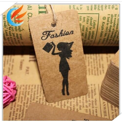 Free Shipping 100pcs Luggage Kraft Paper Tags Hangbag Clothing Price Tags 4X8cm Promotion Hang Card+20M String Can Be Customized