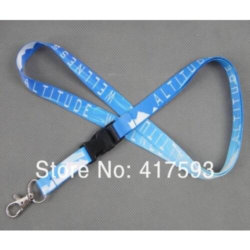 Free shipping custom blue neck lanyard with white logo imprint for promotion business school events neck lanyard strap vendor