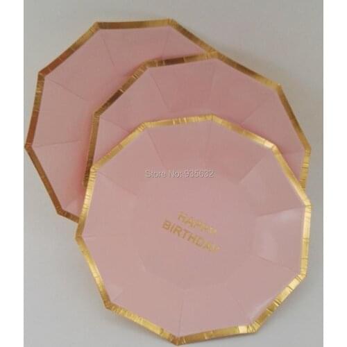 Free Shipping 48pcs/lot Disposable Happy Birthday Paper Dishes 7'' Paper Plates for Party Wedding Birthday Party Favors