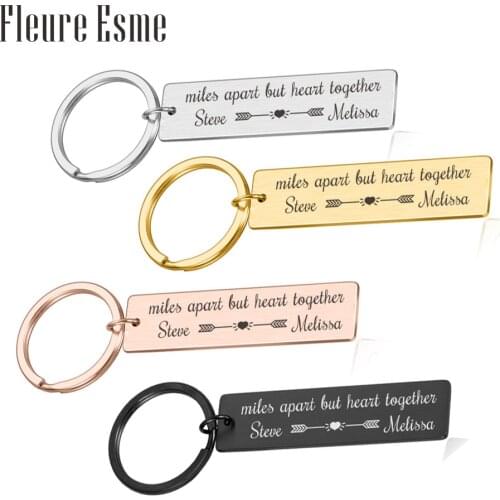 Keychain With Name Custom Letters Couples Keychain Charms Miles Apart But Heart Together Boyfriend Gift Ideas Personalized Gifts