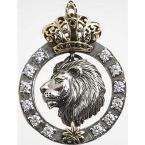 Mens Crown Lion Head Pendant Chain Mens and Womens Jewelry Lucky Gift Pendant Necklace