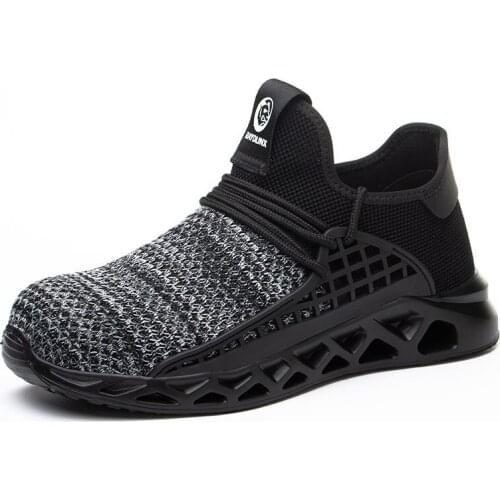 Black Mens Safety Work Shoes Steel Toe Lightweight Breathable Anti-smashing Casual Sneaker