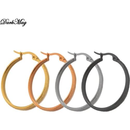 DarkMag Oversized Big Circle Stainless Steel Hoop Earrings For Women Simple Punk Brinco Round Earrings Party Jewelry Gift