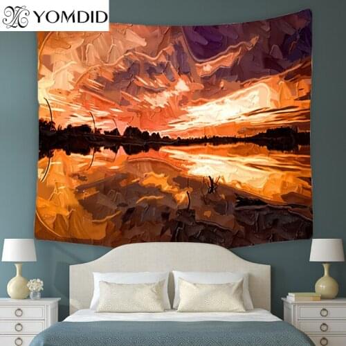 Sunset Sky Tapestry Colored Printed Decorative Mandala Wall Hanging tapestries Beach Towel Blanket Camping Mattress Bikini Cover