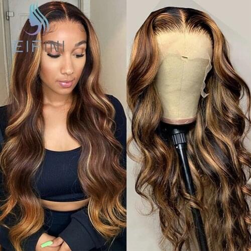 Ombre Colored Human Hair Lace Frontal Wigs For Women 13x6 T Part Body Wave Lace Wigs Preplucked With Baby Hair Honey Blonde Wig
