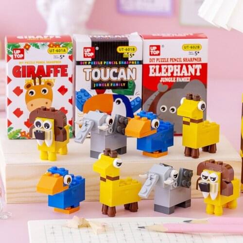 Ellen Brook 1 PCS Kawaii Animals Building Blocks Child Cartoon Stationery Student Office School Supplies Pencil Sharpener