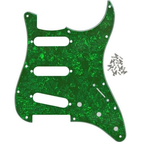 FLEOR SSS ST Pickguard 11 Hole Green Pearl Guitar Scratch Plate with Pickguard Screws