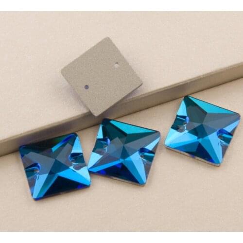 YANRUO Blue Zircon 3240 Square Sew on Rhinestones Crystals Sewing Flatback Rhinestone Crystal Stone Garment Beads