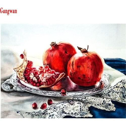 Pomegranate pattern 3D Full Rubik Square Diamond painting Round Mosaic Diamond Embroidery Sale kitchen decoration rhinestones