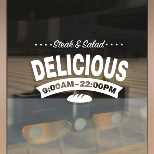 Literary Creative Glass Door Sticker Business Time Custom Letter Gourmet Coffee Dessert Bread Window Advertising Wall Sticker