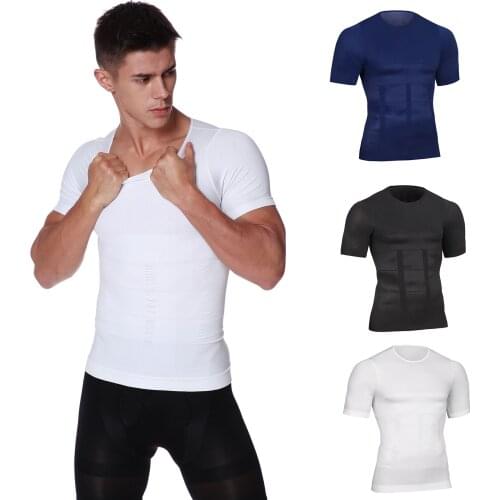 Mens Slimming Body Shapewear Corset Short-Sleeve Shirt Compression Abdomen Tummy Belly Control Slim Waist Cincher Underwear