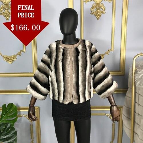 Fur Jacket Overcoat Real Rabbit Fur Coat Female Autumn Winter Plush Fashion Warm Short Outwear Round Collar Elegant Customizable