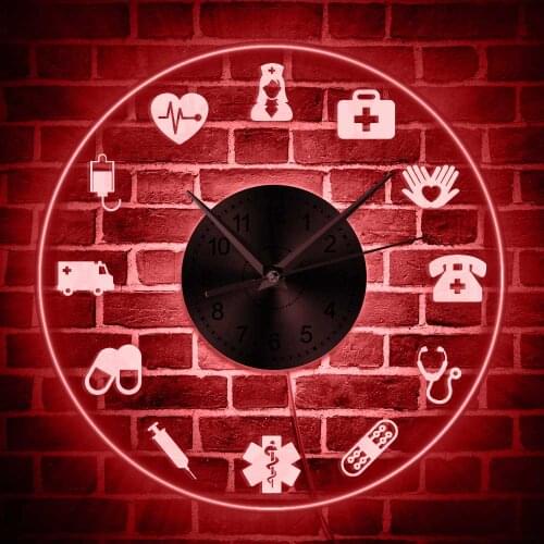 Proud To Be A Nurse Heartbeat Signs Multi Colors LED Wall Clock Drugstore Hospital Wall Art Decor Light Gift For Doctor N Nurse