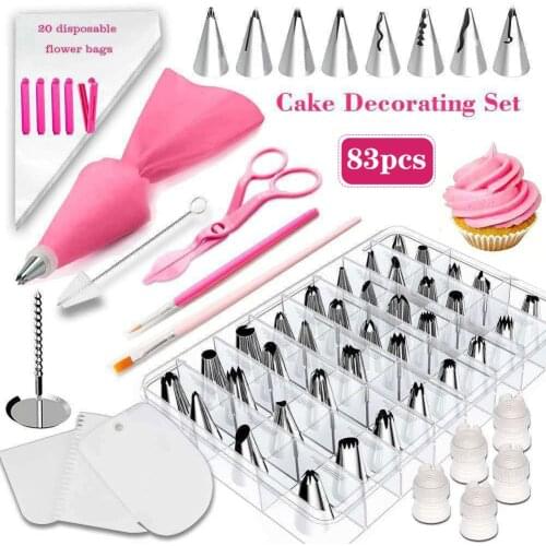 83pcs Cake Decorating Set,Cupcake Decorating Kit Baking Supplies, 44 Numbered Icing Tips and Frosting Tools for Cake DIY