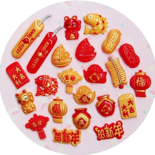 2019 new DIY handmade accessories New Year Resin Lucky Cat Accessories New Year Handmade Accessories Fu Bag Mobile Creative